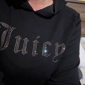 Juicy Couture Black Rhinestone Cropped Hoodie
